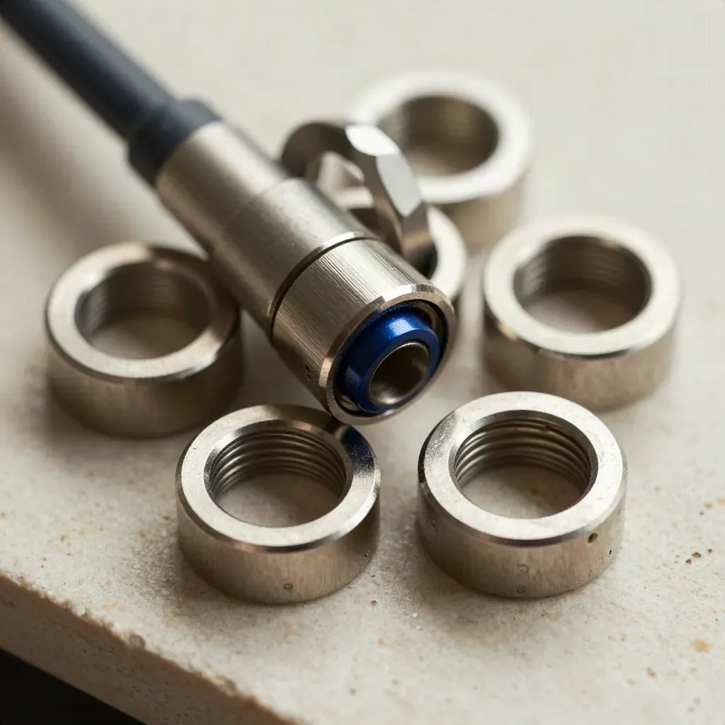 Magnetiska kopplingsklossar och metallringar i toppvy på ljus sten